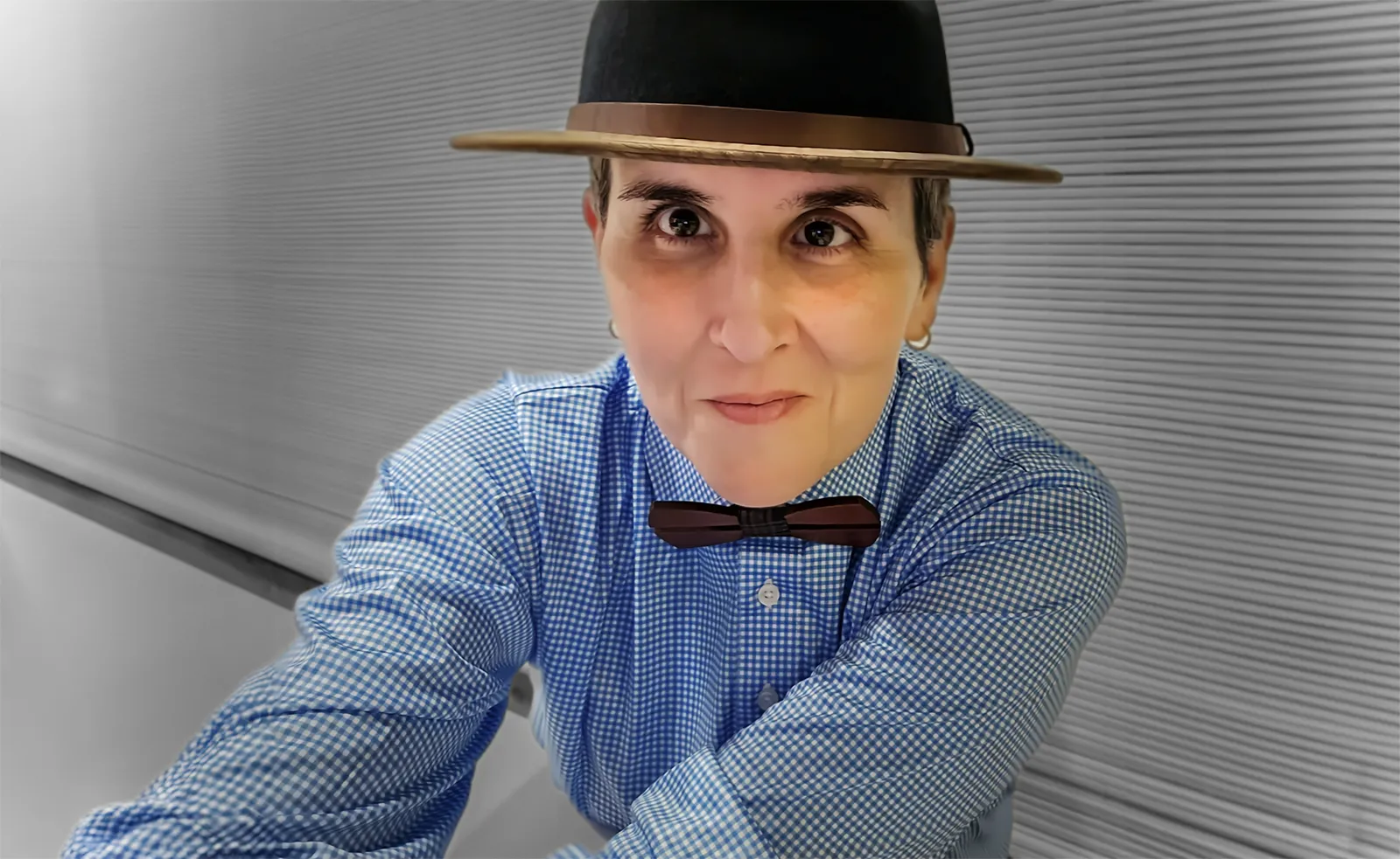 handsome Erika with the wooden bowtie and hat
